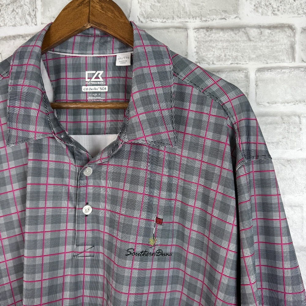 Southern Dunes x Cutter Buck DryTec Gay & Pink Plaid Performance Golf Polo 2XL